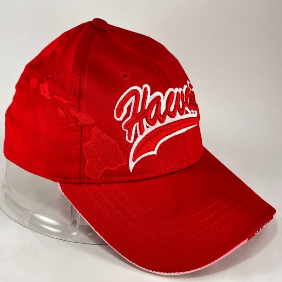 Hawaii Islands Strap Back Cap Hat Red Chelona USA Paradise Beach Adult Mens - Picture 6 of 15